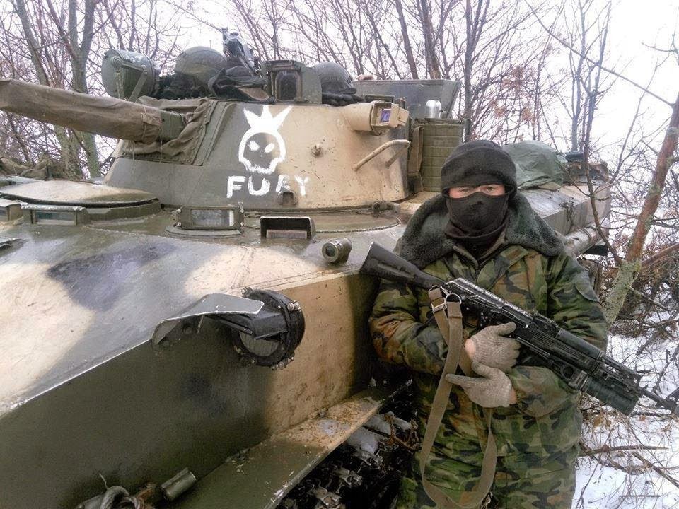 A Novorossian warrior during the clashes for Debaltsevo