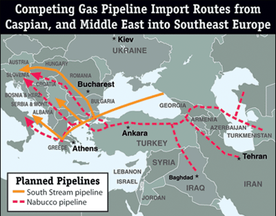 Designs of possible gas pipelines to Europe.