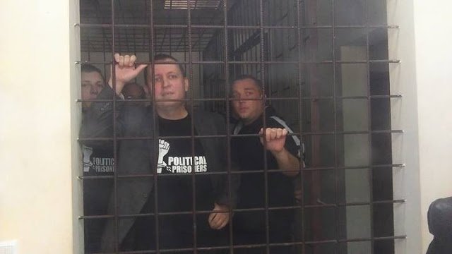 Red Bloc political prisoners at court hearing in Chisinau, October 2.