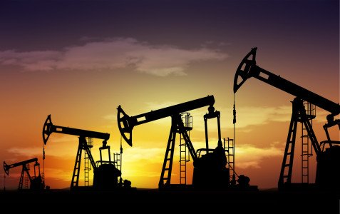 Pump jack oil field in the US