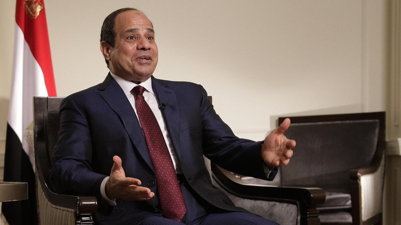 Egyptian President Abdel Fattah el-Sisi answers questions during an interview, Saturday, Sept. 26, 2015, in New York. Sisi discussed various issues including Egypt's role in the Middle East, his country's work on an expansion project to the Suez Canal, and relations with the United States. (AP Photo/Julie Jacobson)