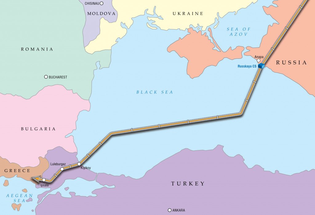 Layout of Turkish Stream gas pipeline route. Image: www.gazprom.com