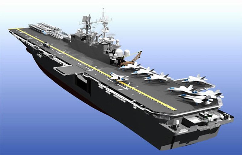 Rendering of America Class LHA equipped with F-35B VSTOL strike aircraft