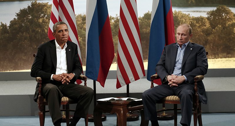 Obama meets with Vladimir Putin during the G8 Summit at Lough Erne in Enniskillen