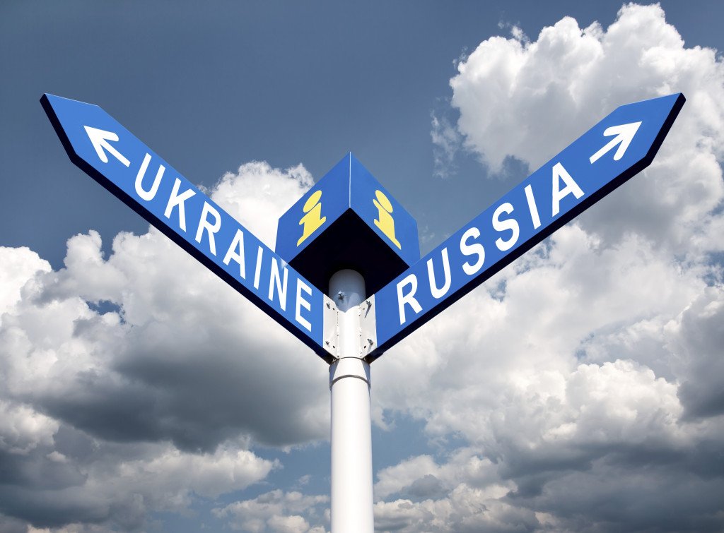 Russia-Ukraine road sign