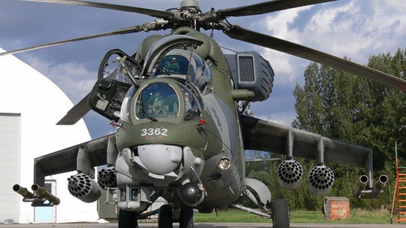 Modern Mil Mi-24 of the Czech Republic armed with missiles and rockets