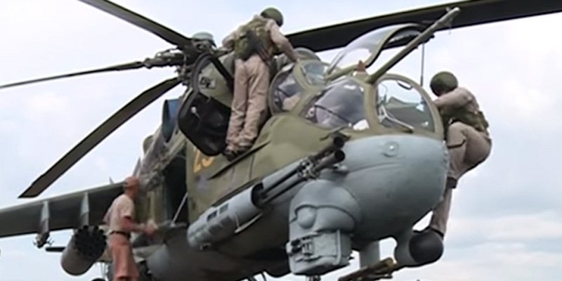 Mi-24 aircrew preparing for a mission at Khmeimim Airbase in Latakia, Syria