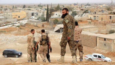Syrian government forces in the village of Jabboul on the eastern outskirts of Aleppo