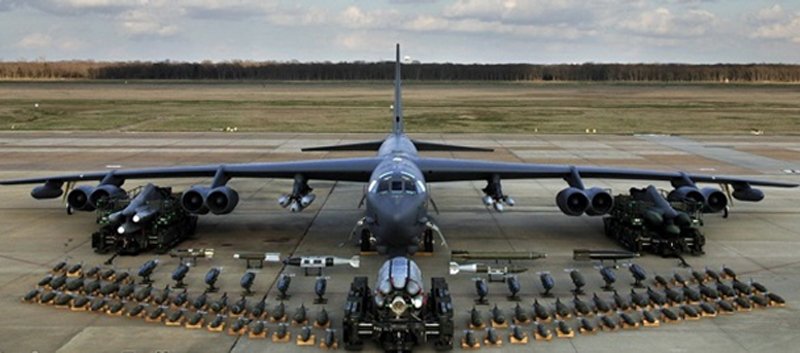 B-52 Stratofortess with available payload options. Still impressive after 61 years of vigilant service