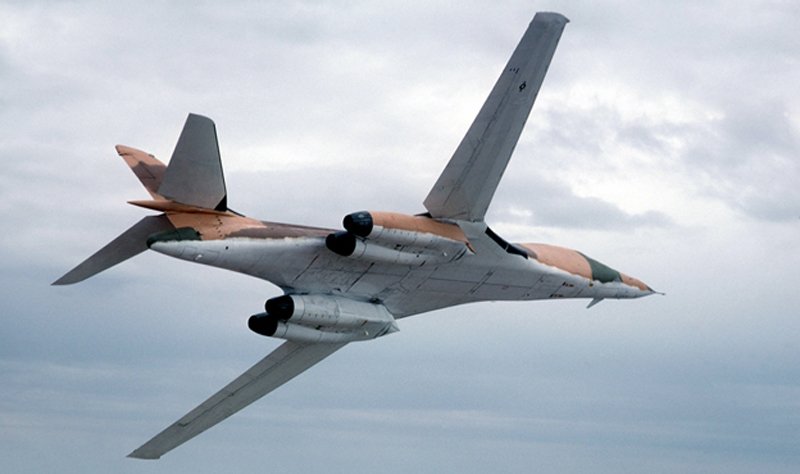 B1-B “The Bone” at cruising speed with variable swept wings extended