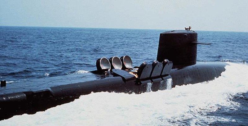 Ohio Class SSBN in the process of opening the Trident II missile launch bays