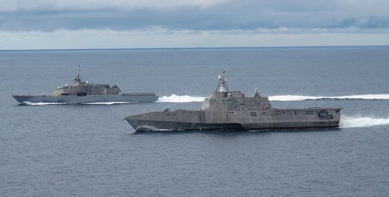 LCS USS Freedom and USS Independence at sea