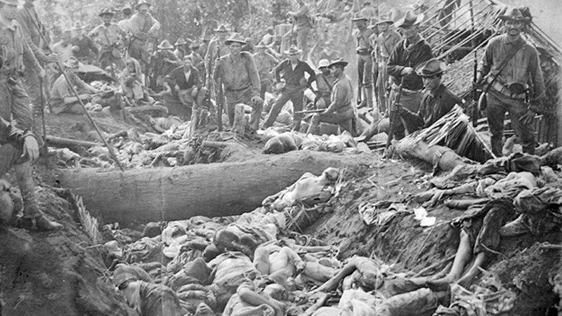 Aftermath of a battle between U.S. forces and Moro rebels during the Philippine-American War.