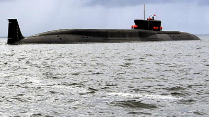 The Yury Dolgoruky nuclear-powered submarine seen during the ceremony of St.Andrew's flag-hoisting in the Sevmash shipyards, Severodvinsk, January 10, 2013. (RIA Novosti / A. Petrov) / RIA Novosti