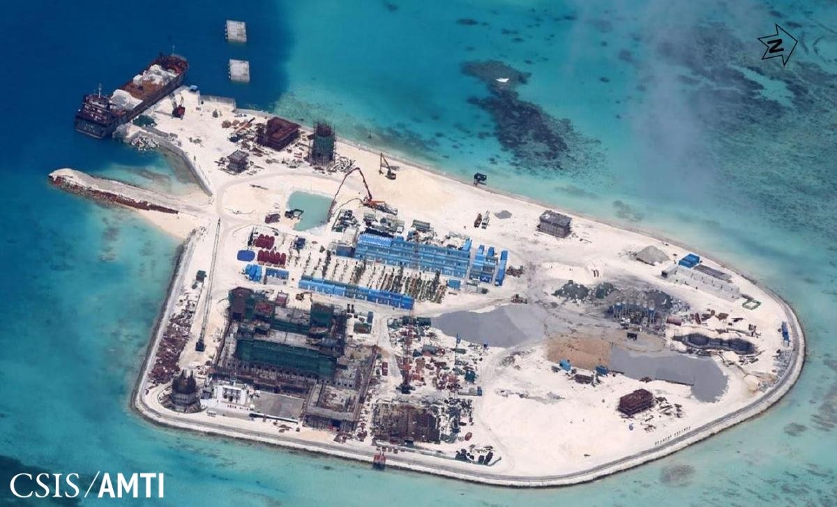 Johnson South Reef on March 4, 2015. Photo: Asia Maritime Transparency Initiative and Digital Globe