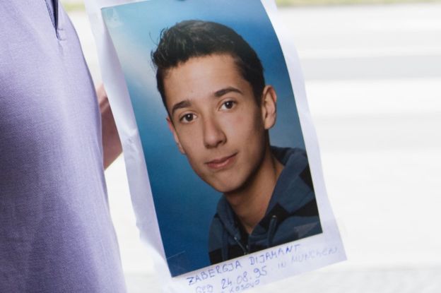 The father of one young Kosovan victim, Dijamant Zabergja, displayed his son's photo