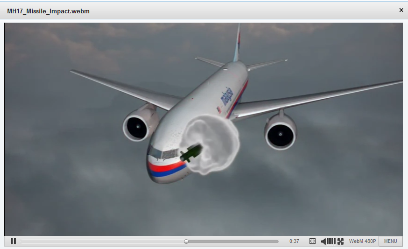 The Dutch Safety Board’s reconstruction of where it believed the missile exploded near Malaysia Airlines Flight 17 on July 17, 2014.
