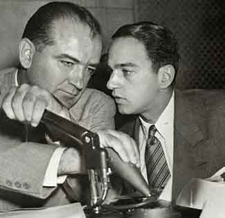 Lawyer Roy Cohn (right) with Sen. Joseph McCarthy.