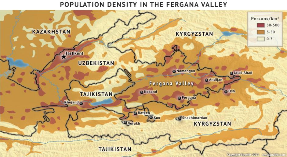The Fergana valley is a hotbed of Islamic fundamentalist activity and a strategically important crossroads for all of Central Asia. This fertile valley is densely populated in comparison to the surrounding dry and arid Kyrgyzstan and Tajikistan that surround it, as well as the bottleneck of land that connects it to the rest of Uzbekistan to the West.