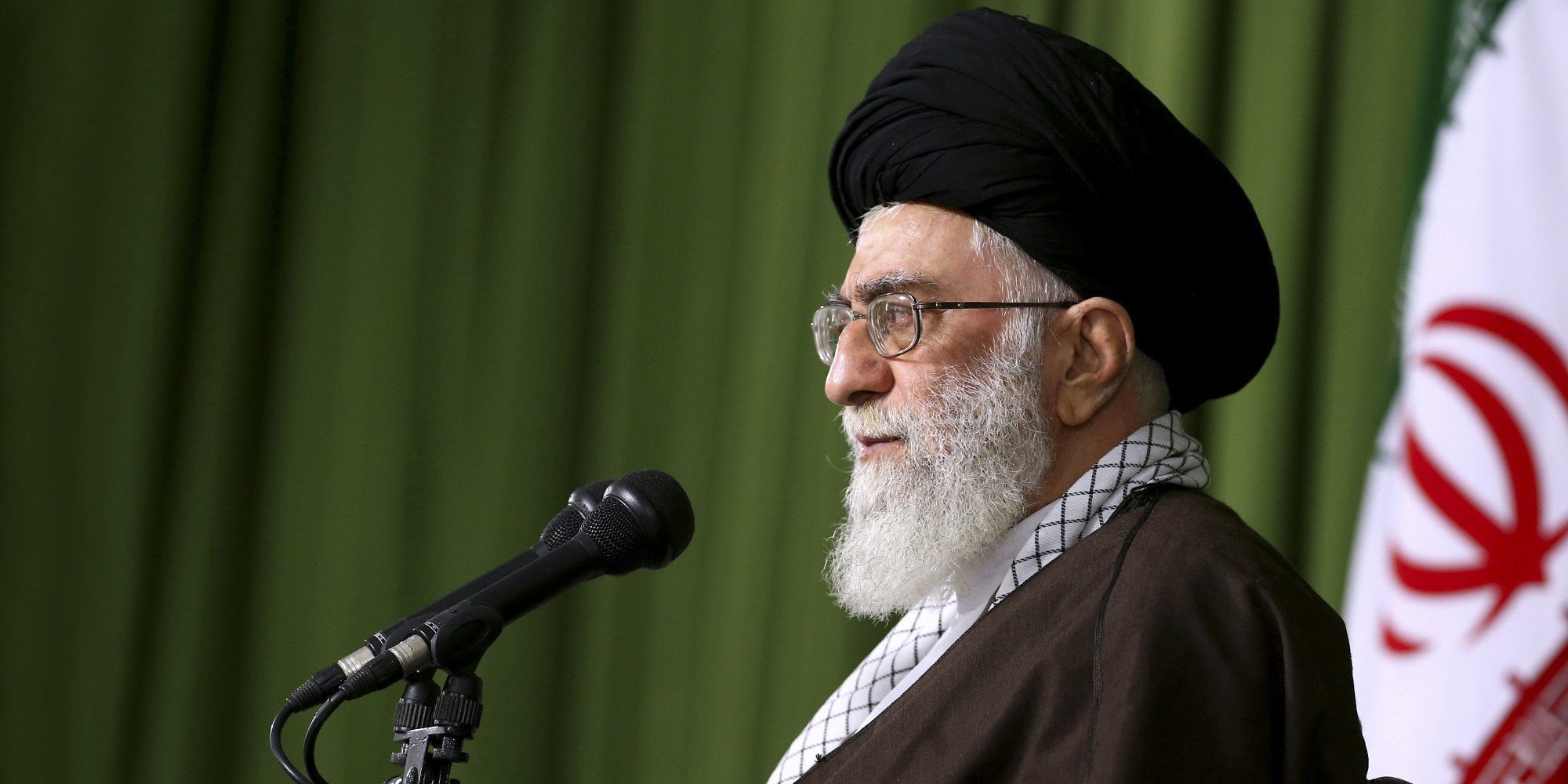 In this picture released by the office of Iranian supreme leader, Supreme Leader Ayatollah Ali Khamenei speaks in a meeting with Foreign Minister Mohammad Javad Zarif and the country's diplomats in Tehran, Iran, Sunday, Nov. 1, 2015. Khamenei warned against importing consumer goods from the United States as the Islamic republic prepares for the lifting of sanctions under a landmark nuclear deal. (Office of the Iranian Supreme Leader via AP)