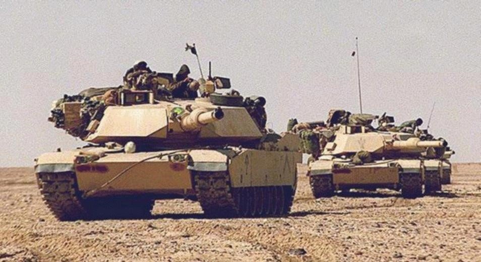 M1A2 Abrams MBTs deployed in the deserts of Saudi Arabia or Iraq, 1991.
