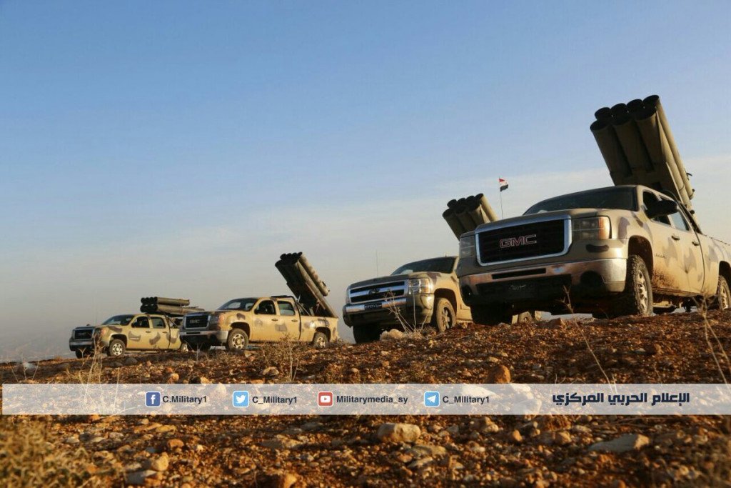 The  Syrian army's 4x7 Multiple rocket launcher in Wadi Barada, Damascus