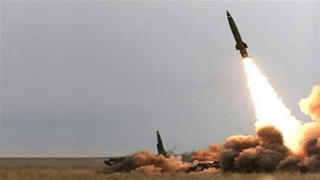 A missile being fired from the direction of Yemen toward Saudi Arabia. FILE PHOTO: Press.tv