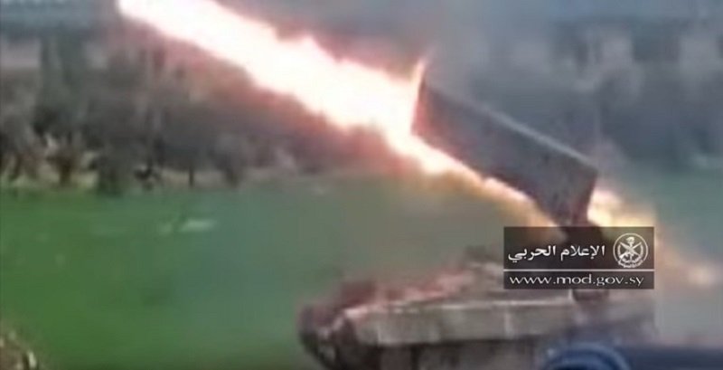 A screenshot from the Syrian Defense Ministry video