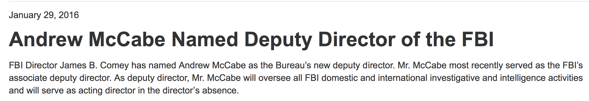 Screenshot of FBI Press Release, January 29,2016